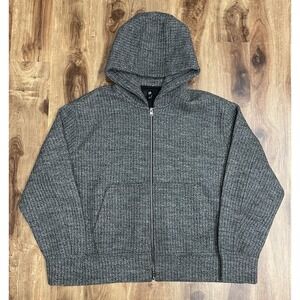 Banana Republic Full Zip Sweater Mens XL Gray Ribbed Mock Chunky Knit Wool Blend